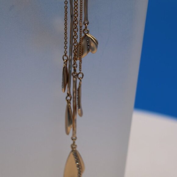 White House Black Market Gold Toned Five Strand Y Drop Style Necklace - Picture 2 of 9